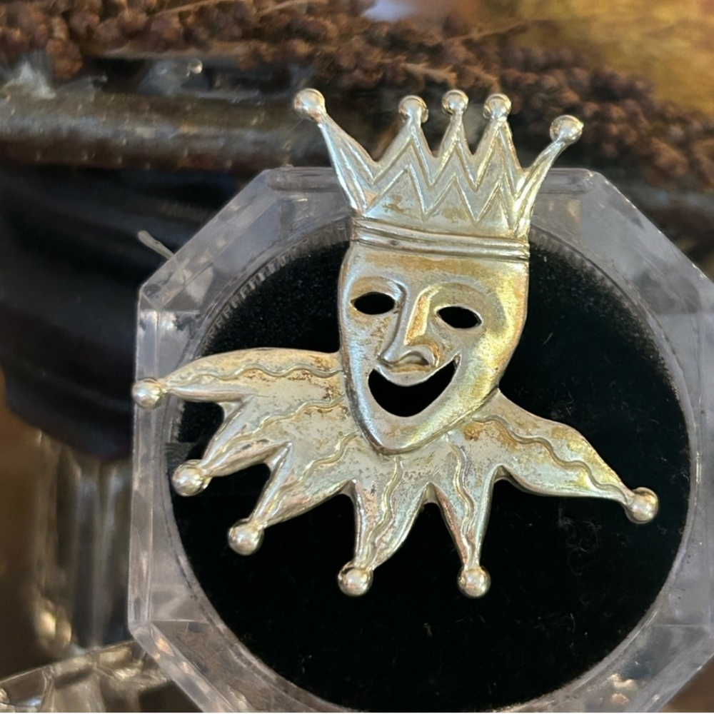 Vintage Sterling Lang Jester Brooch